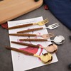 BRIIEC 20-piece Wood Silverware Set for 4, Include Knife Fork