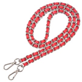 VanEnjoy - Correa de cadena con borla, piel de microfibra, repuesto para correas de hombro para bolso de 119 cm, Rojo-plata Metal, 47”