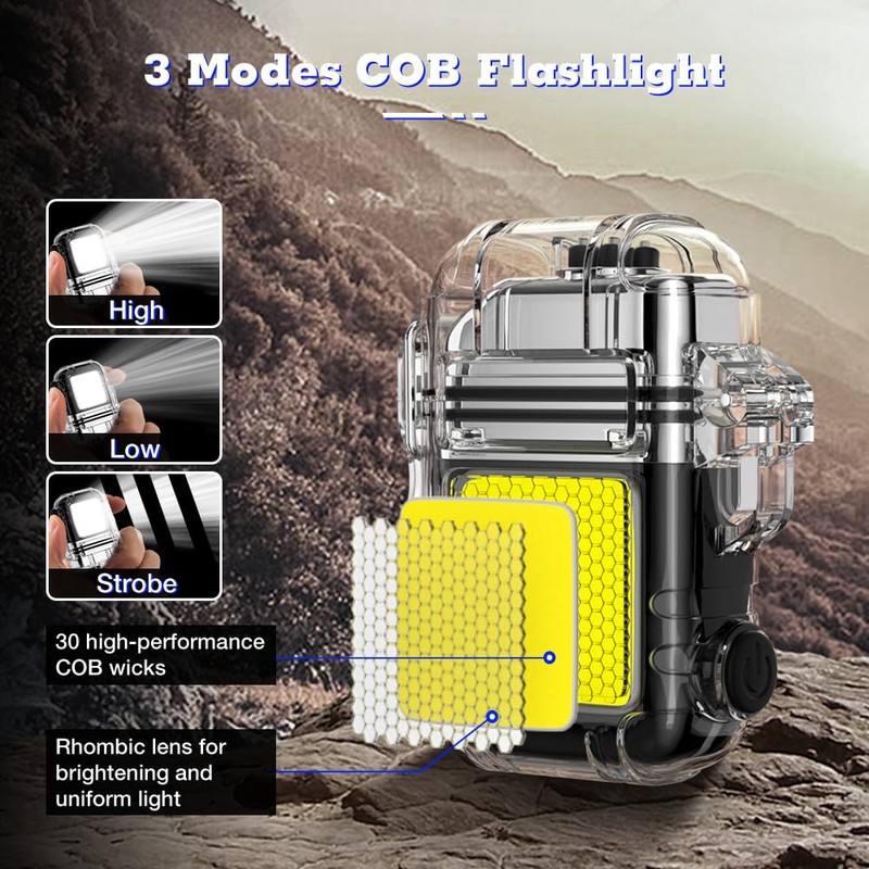 LcFun USB Rechargeable Electric Lighter, Windproof Plasma Dual Arc Lighters,