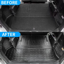 Bomely Floor Mats Compatible with 2014-2019 Toyota Highlander Trunk Mat TPE Back Seat Cover Protector Cargo Liner 2018 7 Seats Highlander Accessories (2014-2019,Floor Mats+Trunk Mat with Backrest Mat)