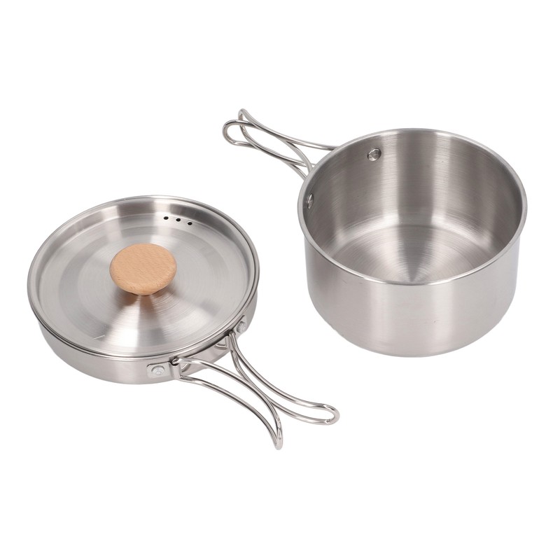 Cooking Pot and Pan Set 304 Stainless Steel Portable Camping