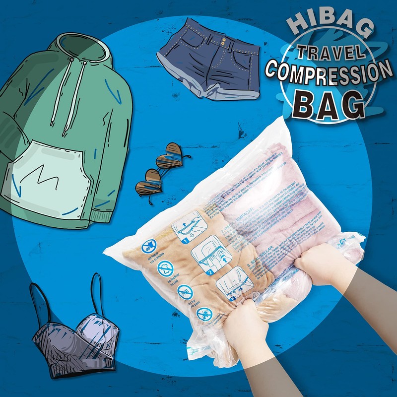 12 Compression Bags for Travel Essentials, Vacuum Packing Space Saver