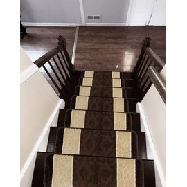 Gloria High Pile Non-Skid Rubber Back Gripper Carpet Stair Treads Non Slip Washable Stair Mats (Set of 7), 8.5" x 26"