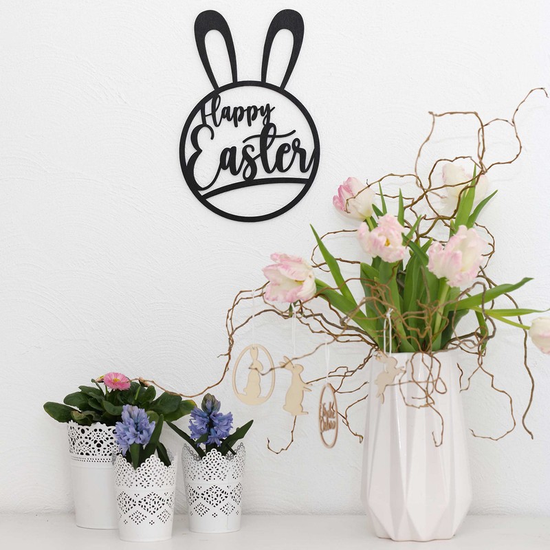 Papierdrachen Wooden Easter Pendant - Wooden Ring Black - Reusable
