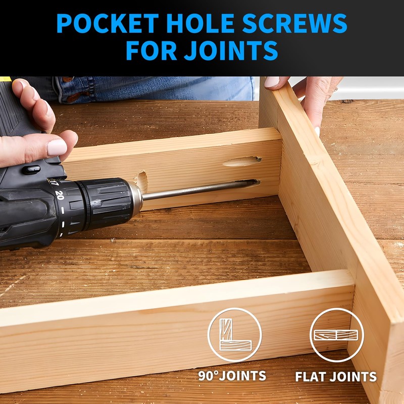 Pocket Hole Screws 1-1/4 Inch, FIXLINK Pocket Screws #8 X