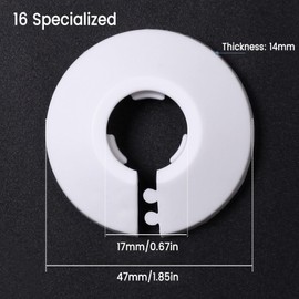 Pack of 50 Heating Pipe Rosettes, Pipe Cover Folding Rosette Pipe Collar Cover Pipe Clamps, Radiator Rosette Heating Pipe, Plastic Radiator Rosettes for 16 mm Diameter Pipe (White)