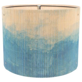 Angoily Pendant Light Shade, E27 Drum Lamp Shade, Watercolor Gradient Style Bamboo Woven Lampshade for Boho Home Decor Blue