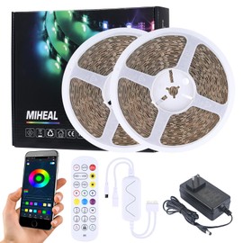 MIHEAL 80ft 5050 SMD RGB LED Strip Light Kit, Color Changing White Band Rope Lights with RF Controller and Power Supply for Home,Kitchen,Trucks,Sitting Room and Bedroom Decoration