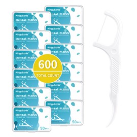 Kingbzis 600 Count Dental Floss Picks – Non-Slip Grip Handle,Non-Breakable Tooth Picks Flossers – Includes 12 Portable Cases,Family Restaurant Bulk Pack
