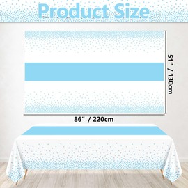 4 Pack White and Blue Tablecloths - 86.6"x51.2" Rectangular Blue Table Cover for Weddings Birthdays First Communion Baby Showers Graduation