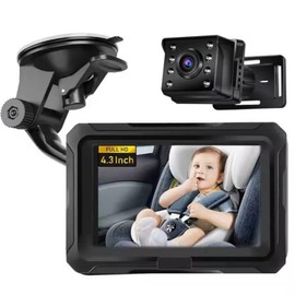 BRS Baby Car Monitor with Night Vision – HD 1080P Rear or Front Facing – Secure Baby Backseat Camera with 4.3” Display, Easy Install, for Newborns & Toddlers- Infant Car Camera
