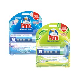 Pato Kit Discos Activos Gel Limpiador para Sanitarios, Lima Fresca y Brisa de Mar, 6 Discos Cada Uno