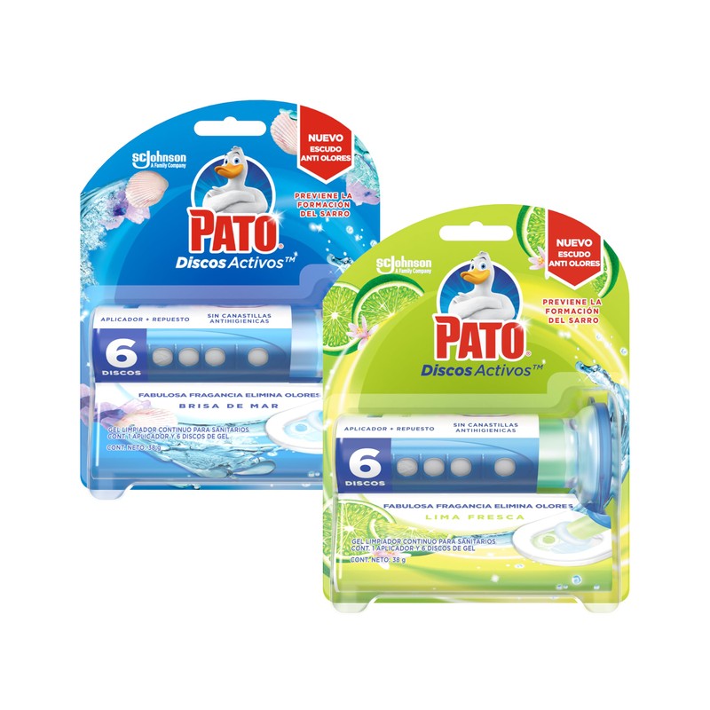 Pato Kit Discos Activos Gel Limpiador para Sanitarios, Lima Fresca