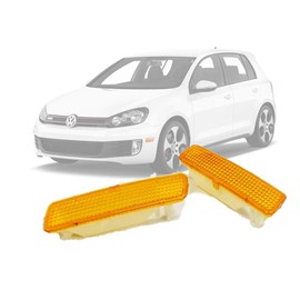 eLoveQ Front Bumper Side Marker Light Housing Replacements Compatible With 2010-2014 Volkswagen MK6 Golf, 2010-2014 Jetta Sportwagen, Replace OEM Amber Sidemarker Lamps (AMBER)