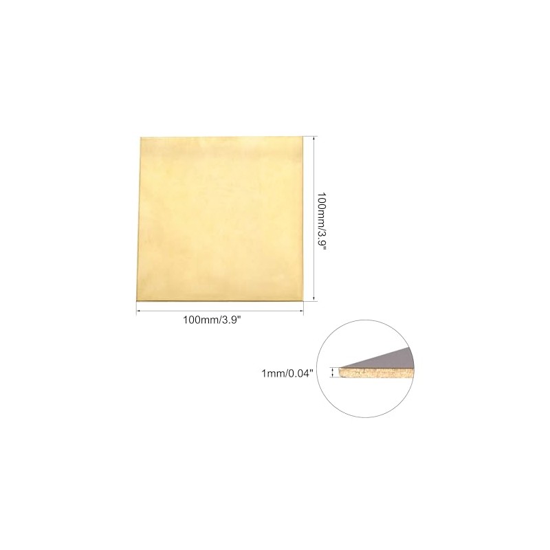 TOP-VIGOR 1Pcs H62 Brass Sheet 100mm x 100mm x 1mm,