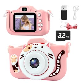 Swanote Mini Cámara para Niños,Cámara Digital de Video para Niñas de 3-12 Años Selfie con Pantalla 2.0 IPS HD con Tarjetas de Memoria 32G Cámara para Niños Regalos de Cumpleaños,Año Nuevo (Rosa)