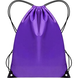 Drawstring Gym Bag 2PCS String Bags Gym Sack Backpack PE Bags for Women Men Trainer Swimming Bag Travel Beach School Holidays Suitable for Sports,kids,Boys,Girls (Purple 1pc)