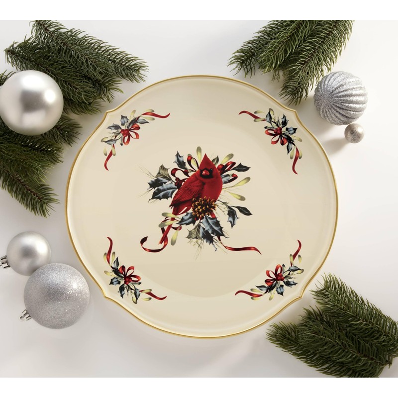 Lenox 853785 Winter Greetings Round Serving Turkey Platter, Christmas Hosting