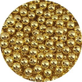 Jmassyang 400 Pieces 8mm Glossy Pearl Beads AB Color Round Plastic Acrylic Spacer Crafts Bead for DIY Necklaces Bracelets Earrings Jewelry Making Bead Curtains Home Decoration(Gold)