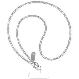 UKON Phone Chain Crossbody Phone Lanyard Fashion Phone Strap Lightweight Crossbody Lanyard with 2xTPU Phone Tether Tab for Women Shopping Traveling Party（Silver）