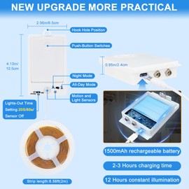 OMIKA COB Motion Sensor Stair Strip Lights,6.56ft 640LEDs Closet Lights, Upgraded Battery Operated LED Strip Light for for Bed, Pantry, Shelves, Cabinet, Locker,6000K Cool White,2 Pack