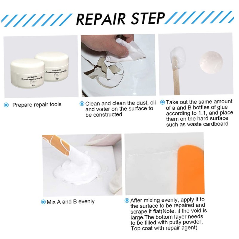 DOITOOL Fast-Drying Ceramic Repair Paste Kit for Tile Repair Fix