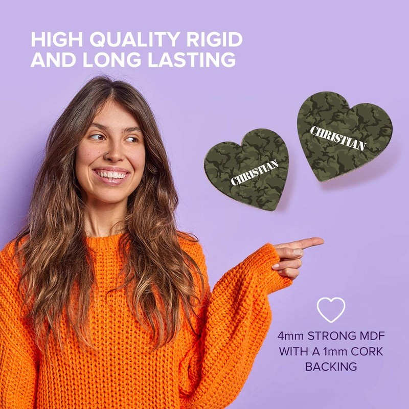 1 x Heart Coaster - Name Christian Camouflage Army Military