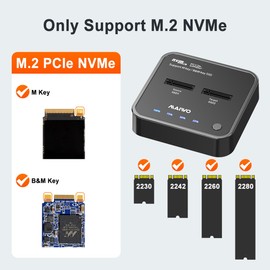 MAIWO Dual Bay NVMe M.2 SSD Duplicator Docking Station, 10Gbps USB 3.1 GEN2 Type-C to M.2 SSD Cloner Adapter, 8TB Capacity, Fits 2230/2242/2260/2280/22110mm