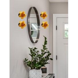 Dale Tiffany AW24100 Rose Bud Matte Handcrafted Art Glass Wall Decor Contemporary Wall Art, Amber, 4-Inch Wide