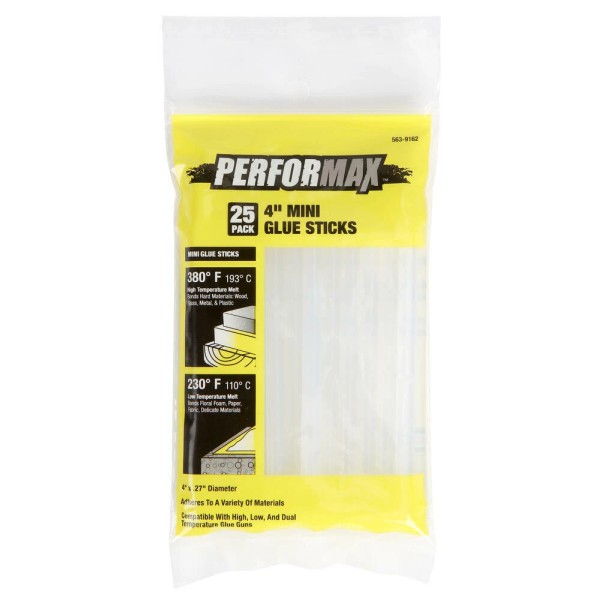 Performax 4" Mini Hot Glue Sticks - 25 Count Pack