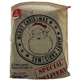 Festive Wonderland Hessian Santa Sack, Brown/Red, 60 x 50cm
