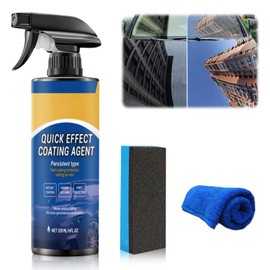Car Coating Spray,New Quick Effect Coating Agent Spray,Quickly Coat Car Wax,Car Scratch Wax Polish Sprays Waterless Wash,Oil Film Emulsion Glass Cleaner with Sponge and Cloth,4FT.OZ (1PC)