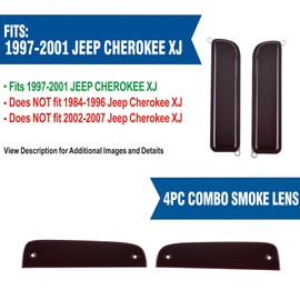 Azumka Fits for Jeep 97-01 XJ Signal Lights - Combo Red Smoke Bumper Turn Signal + Corner Side Marker Lamps Set (Left + Right) Compatible Cherokee XJ Chassis (4 Pieces)