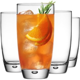 Glaver's Highball Glasses Set Of 4, 16 Oz. Drinking Glasses, Unique Water Glass Cups For Juice, Cocktails, Soda, Heavy Bottom Tumbler Glass