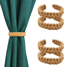 Curtain Tiebacks Aluminum Alloy Spring Design Curtain Holdback Leaf Carving Design Curtain Ties for Drapes Curtain Ties Backs Curtain Modern Style Curtain Holdback Decor (4, Brown)