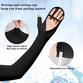 HeySocks UV Protection Cooling Arm Sleeves for Women - Breathable Ice Silk, Anti-Slip Palm, Touchscreen Fingers, Adjustable Fit, Sun Protection