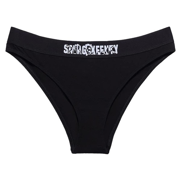 Savage X Fenty, Women's, Showgirl High-Leg Bikini, Caviar, 1X