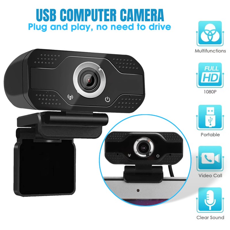 1080P Full HD Webcam, Computer Camera Desktop USB Camera with