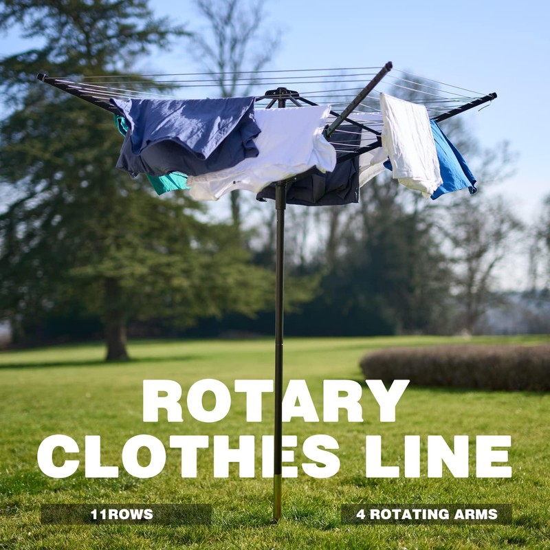 Outdoor Umbrella Clothesline, 165 Feet Heavy Duty Rotary Dryer with
