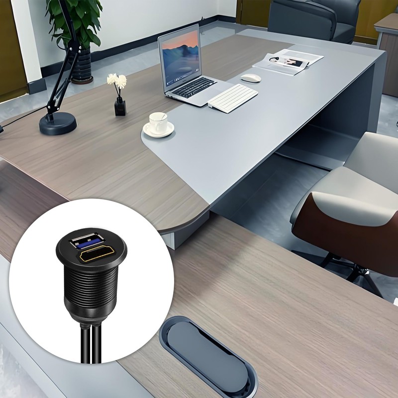 QINJOOELC USB 3.0 & HDMI Car Mount Flush Cable, Male