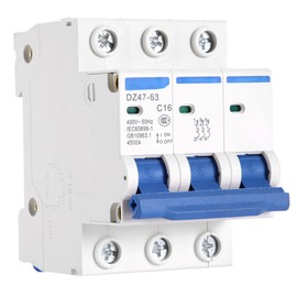 3 Pole Miniature Circuit Breaker 35mm DIN Rail Safety Breaker DZ47-63 AC Disconnect Switch (16A)
