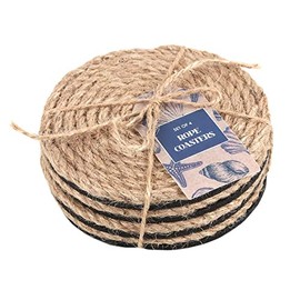 Something Different CO_18222 Coaster Set | Coastal Charm Rope | H:2.8cm X W X D:10cm | Pack of 4, Brown