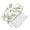 Silicone Oven Mitts and Pot Holders Sets, Home Green Leaf