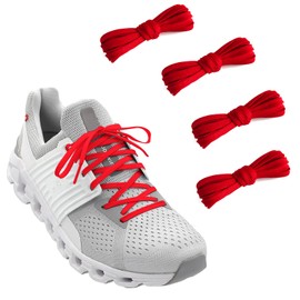 NDTEZUGT 2 Pcs 1/4"(6mm) Flat Thin Shoe Laces, Original Athletic Shoelaces Shoe Strings Replacement Laces for On Cloud Sneakers (Red, 47''/120cm)