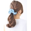 VingTAINE HS-95 Denim Fringe Scrunchie Hair Accessory, blue (light)