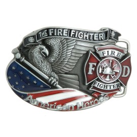 The Fire Fighter American Heroes Enamel Metal Belt Buckle