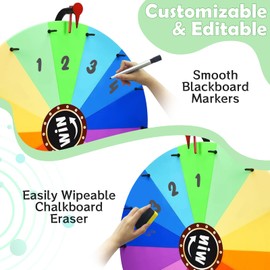 Yudlto 24-inch Spinning Prize Wheel - Adjustable Height 25.5"-65" with Stand, Storable Wheel of Fortune Game, 14 Color/Slot Prize Spinner for Parties, Family Gatherings & Office Events