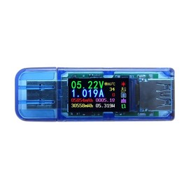 USB 3.0 Tester, USB Power Meter, 3.7-30V 0-4A Voltage Tester Multimeter, USB Power Meter Tester, IPS Colour Display, Voltmeter Ammeter, USB Charger Tester AT34