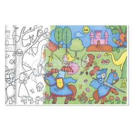 Avenue Mandarine - Ref GY080C - Graffy Roll 5m Colouring Poster - Princesses & Knights - 90gsm Drawing Paper, 50cm Design Repeated 10 Times, Ideal for Group Activities