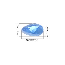 PATIKIL Acrylic Teardrop Gems, 100 Pcs 12x7mm Flat Back Teardrop Rhinestones Plastic Gems for Jewelry Making DIY Craft, Blue